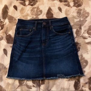 Dark blue high rise denim/ jean mini skirt